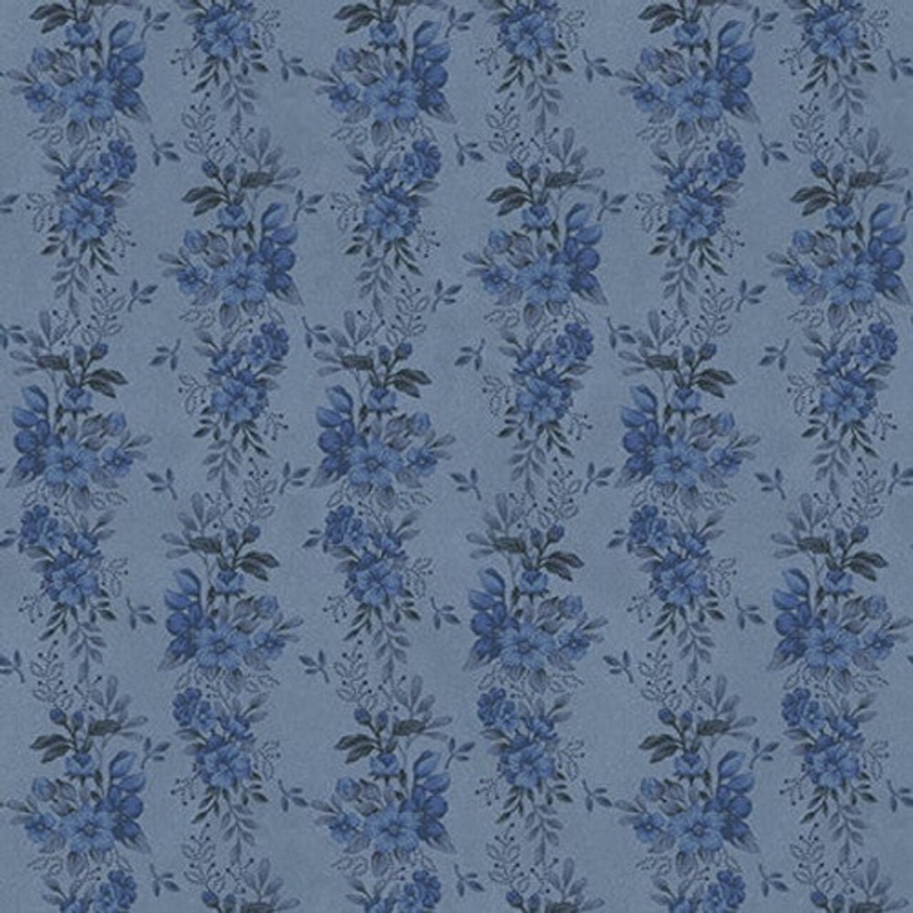 Fabric Henry Glass Blue Floral Stripes Flossie's Flowers by the Quarter Yard 3370-77
